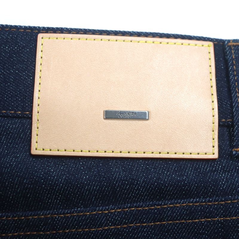  Louis Vuitton 23AW 100% Cotton Leather Straight Denim Pants With Patch And