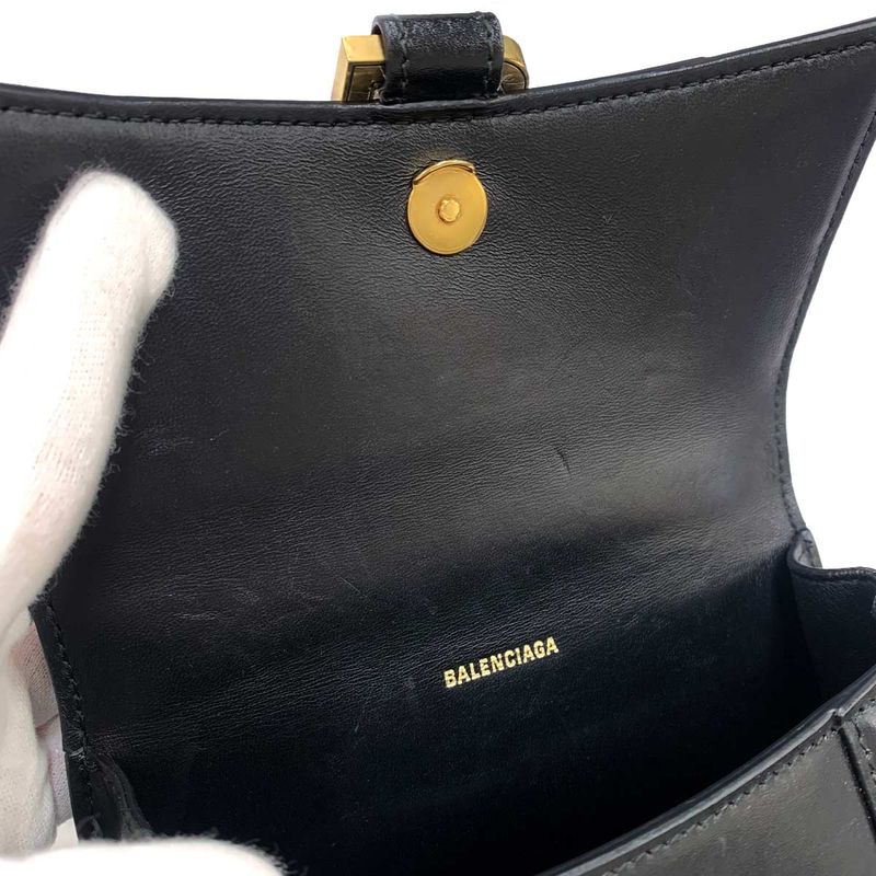 Balenciaga Hourglass XS 2way Hand Shoulder Bag Leather Black 592833 Hourglass