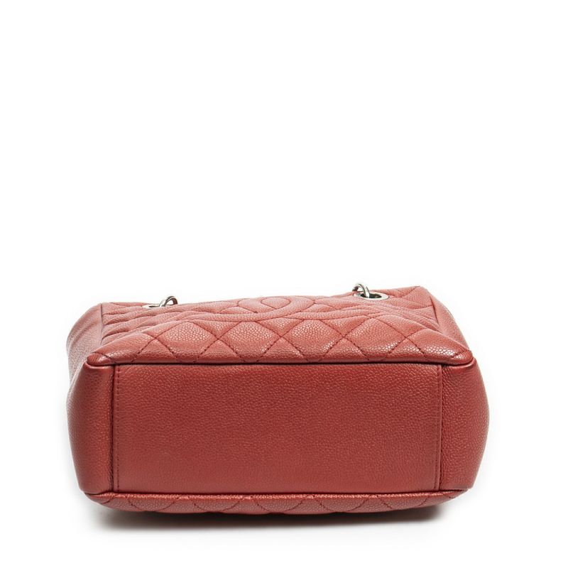 Chanel Petite Shopping Tote Red Matelasse Caviar Leather A