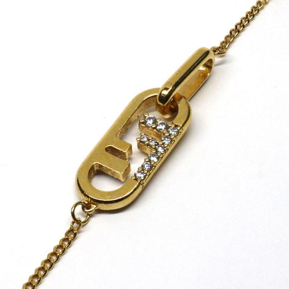 Fendi O-rock Necklace 8ah321 Gold Hardware Rhinestone Ladies Accessorie