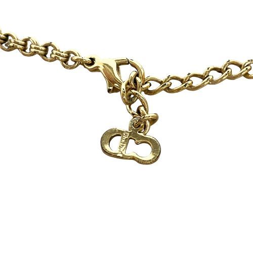 Christian DIOR Necklace Metal Vintage Rhinestone CD Logo Gold