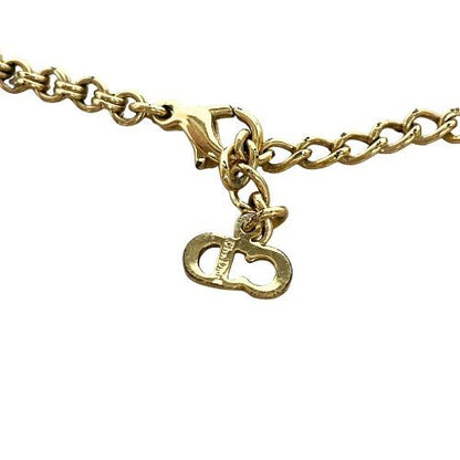 Christian DIOR Necklace Metal Vintage Rhinestone CD Logo Gold