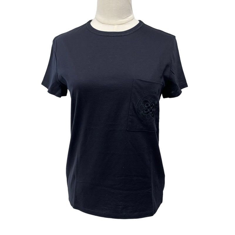 Hermes Top Cotton Black Embroidery T-Shirt