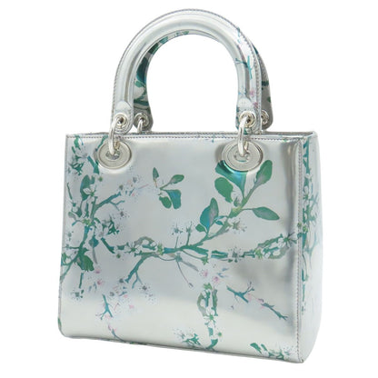 Dior Lady Medium Silver Lambskin 2-Way Shoulder Bag Floral Metallic — view 2