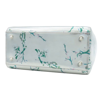 Dior Lady Medium Silver Lambskin 2-Way Shoulder Bag Floral Metallic — view 3