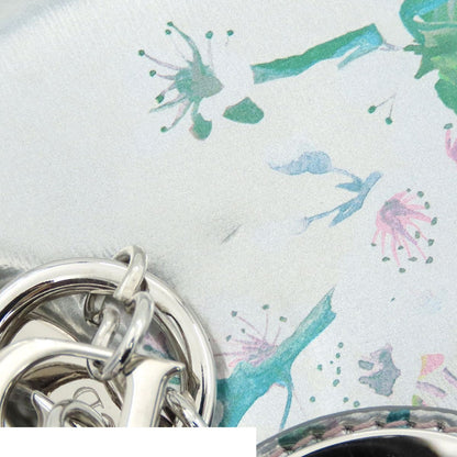 Dior Lady Medium Silver Lambskin 2-Way Shoulder Bag Floral Metallic — view 7