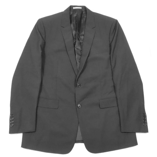 Dior Tailored Jacket Black Leather Full Back Center Bent Wool 52c