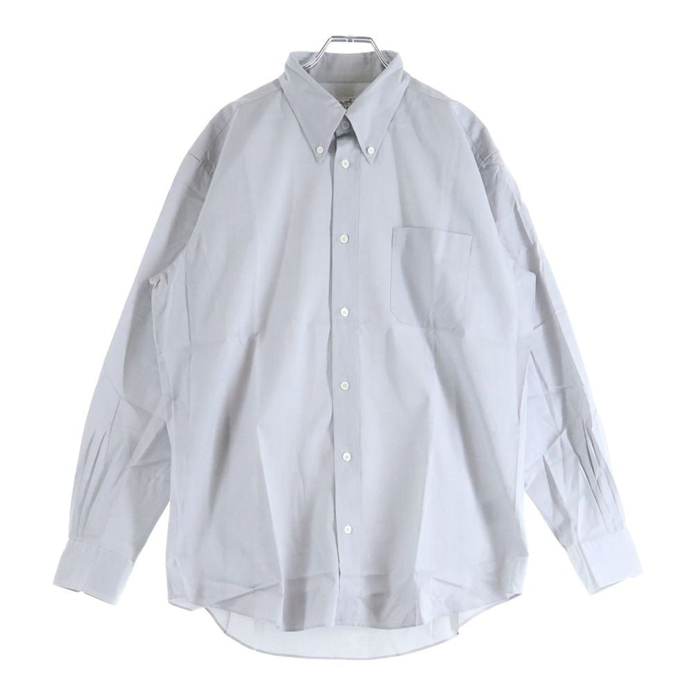 Hermes Series Button Plain Dress Shirt Long Sleeve Top Down Gray