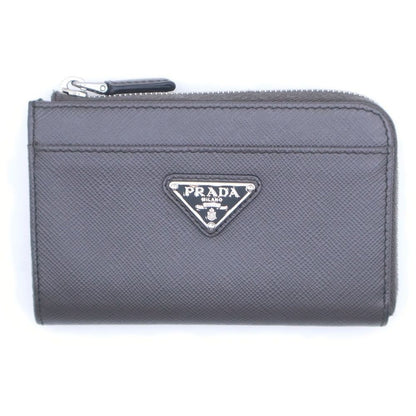 Prada Saffiano Leather Key Card Case Pouch Gray