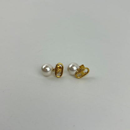 Celine Logo Triomphe Earrings Gold Vintage — view 3