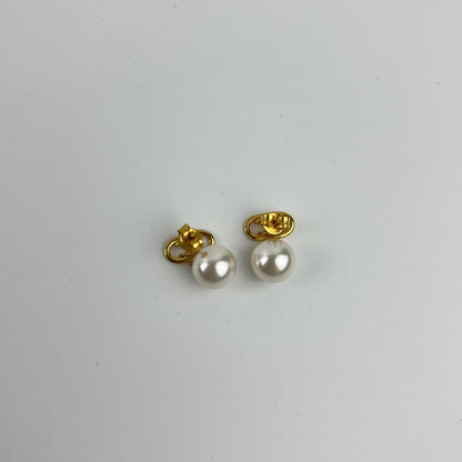 Celine Logo Triomphe Earrings Gold Vintage — view 4