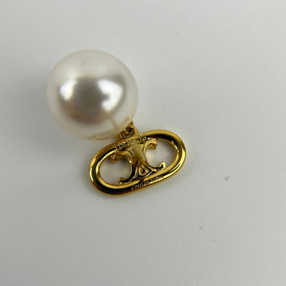 Celine Logo Triomphe Earrings Gold Vintage — view 9