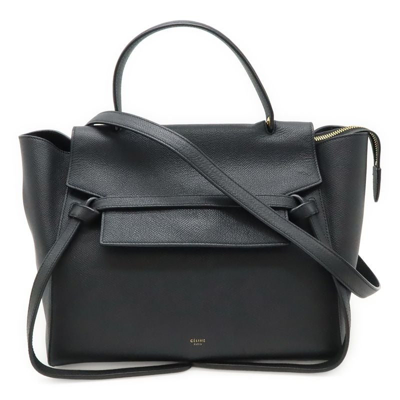 Celine Belt Bag Mini Tote 2-Way Shoulder Grained Calfskin Black