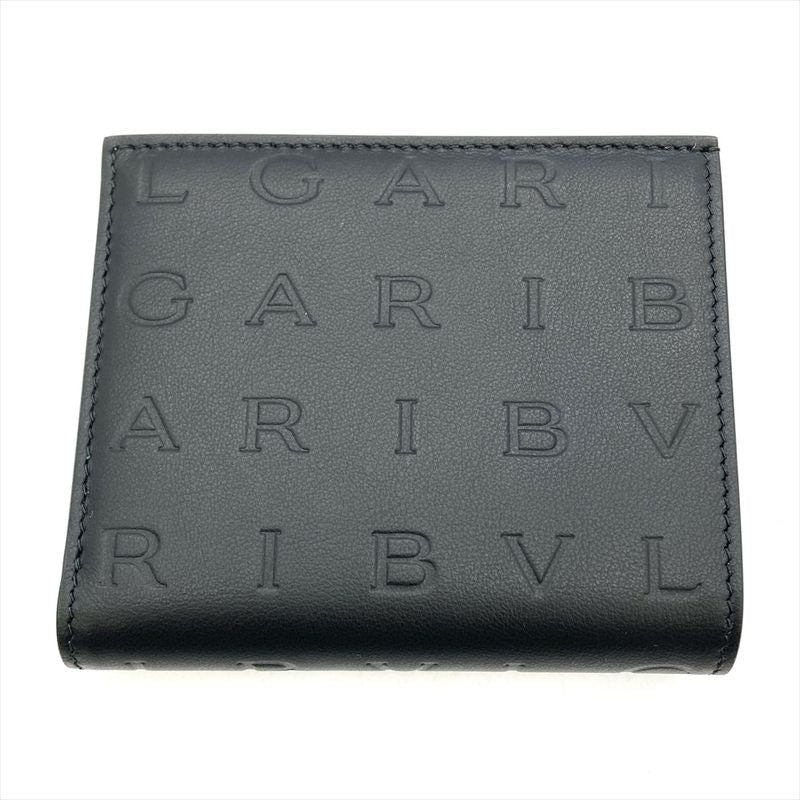Bvlgari Zippy Compact Wallet Infinitum Fold Leather Black