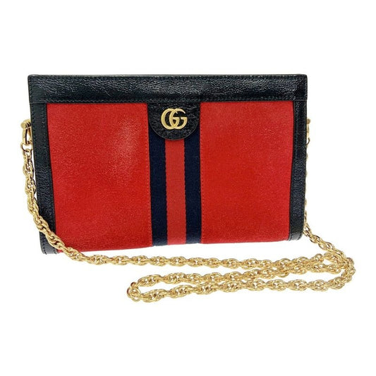 Gucci and Sherry Line Leather Suede Ophidia Shoulder Bag Red
