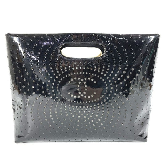 Chanel Handbag Punching CC Logo Enamel Black