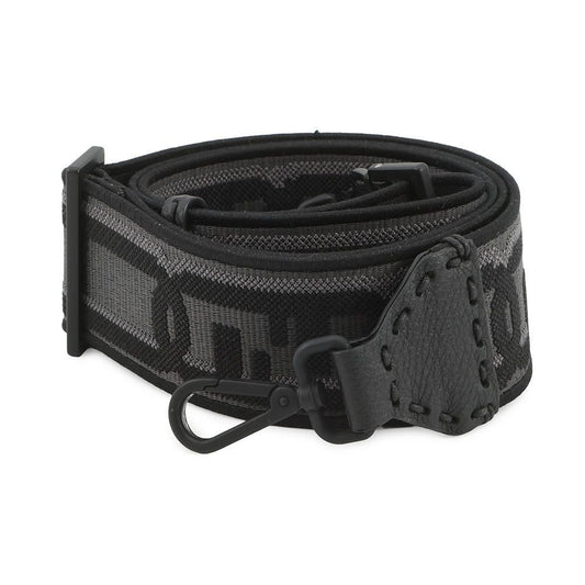 Fendi Shoulder Strap You Fflogo Canvas Leather Black