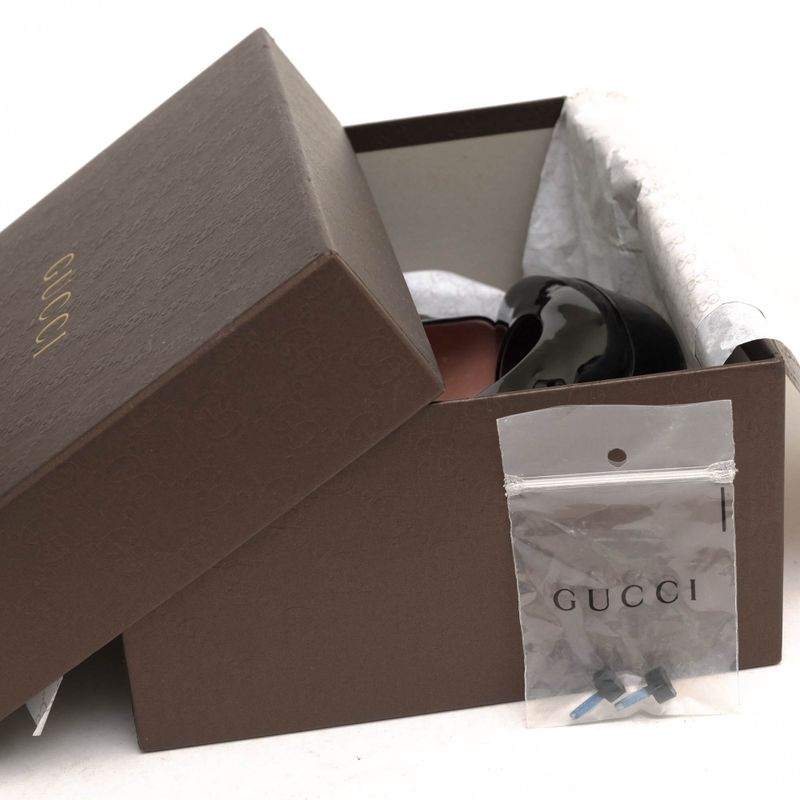 Gucci Pumps Shoes Women Women's Enamel Patent Leather Genuine Black Plain Toe