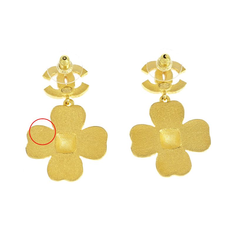 Chanel Flower Motif Earrings Pair Abc244 Pink Black Gold Color Accessori