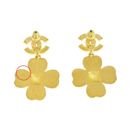 Chanel Flower Motif Earrings Pair Abc244 Pink Black Gold Color Accessori