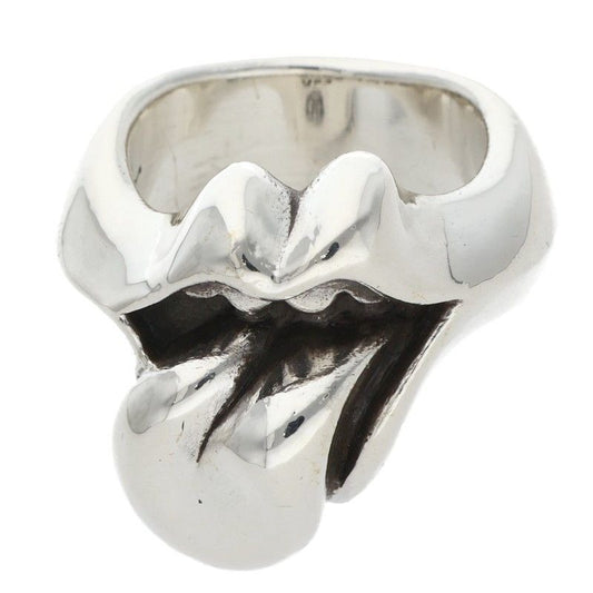 Chrome Hearts Lip Tongue Md and Tan Silver Ring