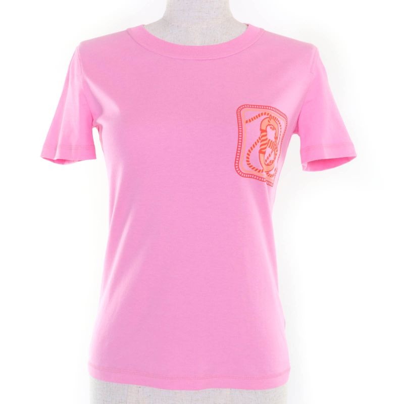 Hermes 23 SS 3 E4625 dl Canoe 100% Cotton Chaine D'ancre Short Sleeve T-Shirt Pink