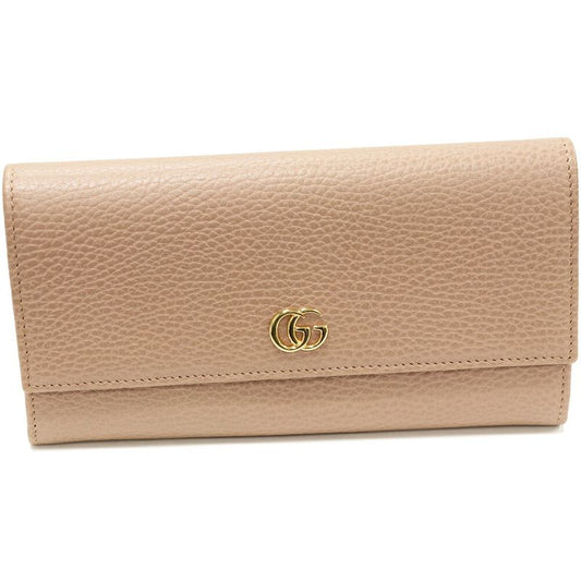 Gucci Zipper Long Wallet With Coin Purse GG Marmont Calfskin Dusty Pink Gold