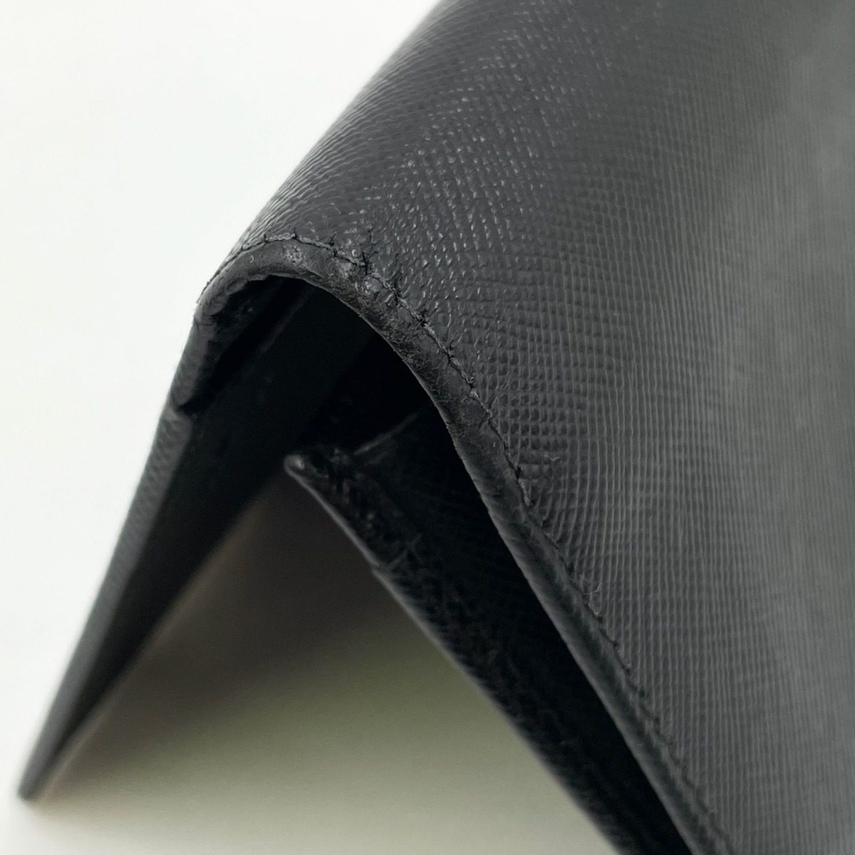 Prada Logo Bifold Leather Black Wallet Silver — view 13