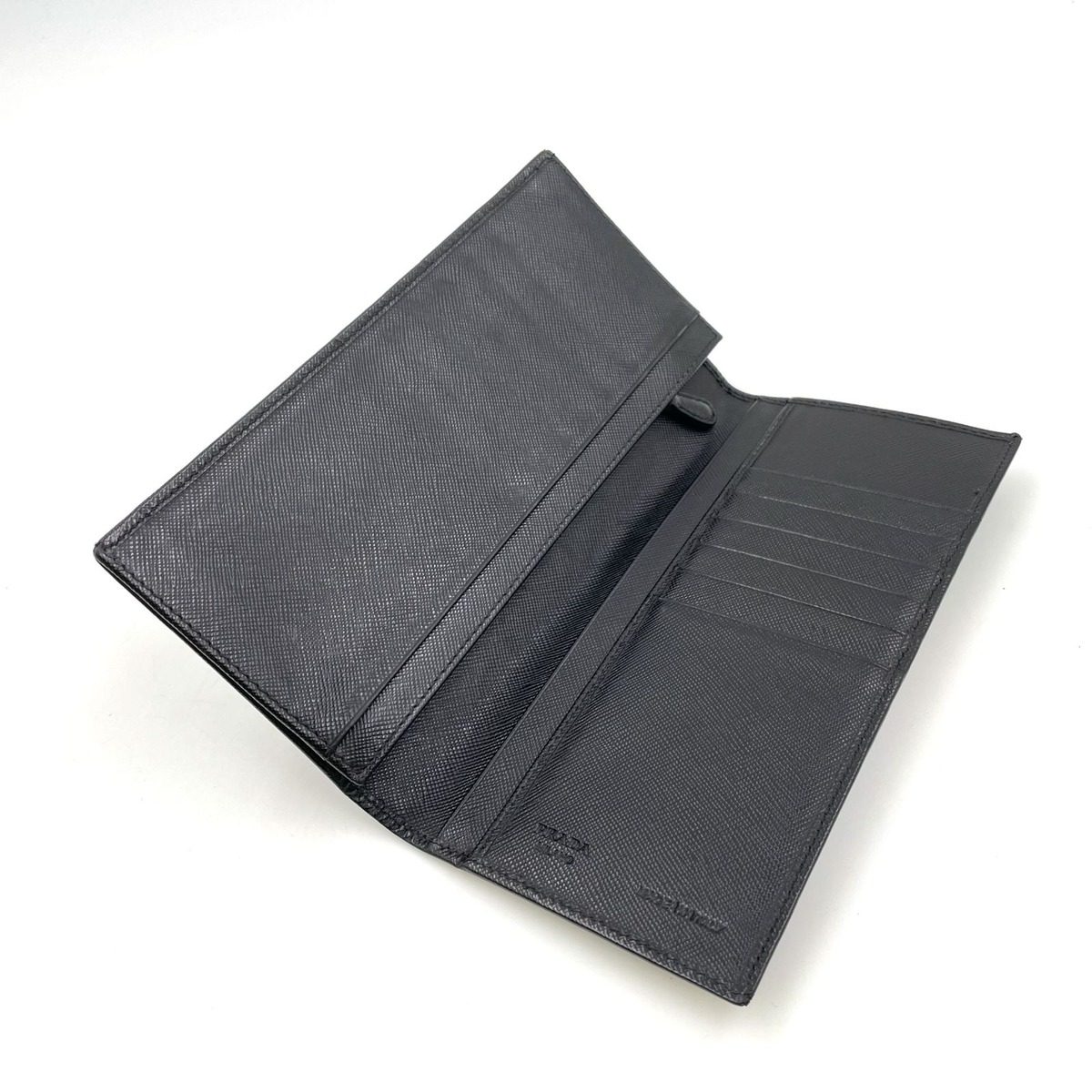 Prada Logo Bifold Leather Black Wallet Silver — view 3
