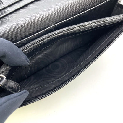 Prada Logo Bifold Leather Black Wallet Silver — view 7
