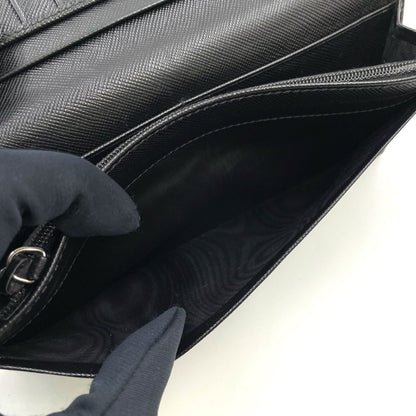 Prada Logo Bifold Leather Black Wallet Silver — view 8