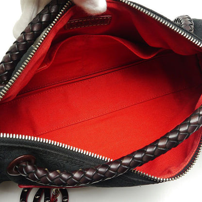 Loewe Semi Shoulder Bag Canvas And Leather Anagram Pattern Black And Brown