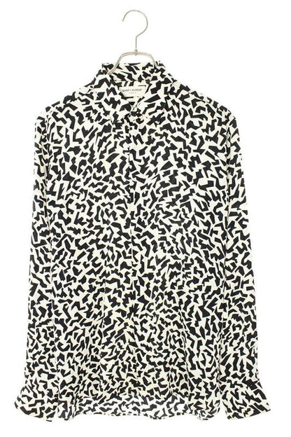 Saint Laurent Paris 646850 Y2d14 Printed Silk Long Sleeve Shirt Men's 38