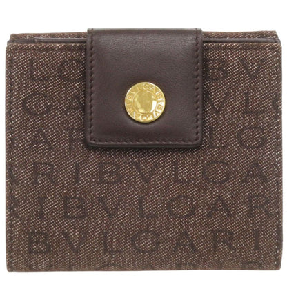 Bvlgari Logomania Denim Leather Brown Bifold Wallet