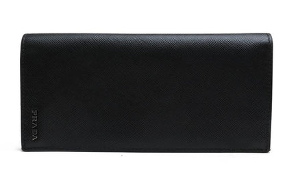 Prada Long Wallet Men Leather Genuine Black 2mv836 Portafverticale Saffiano