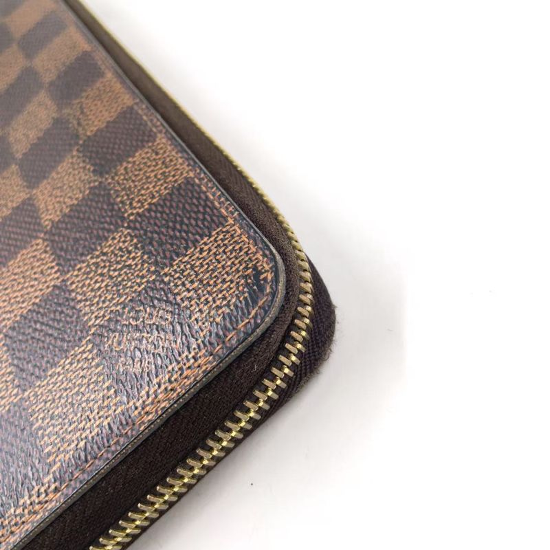 Louis Vuitton Zippy Wallet Damier Ebene Damier Ebene PVC Brown Round Zipper