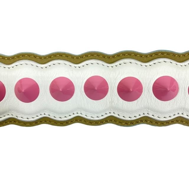 Fendi Strap You Shoulder Strap Small Studded Leather Brown White Pink