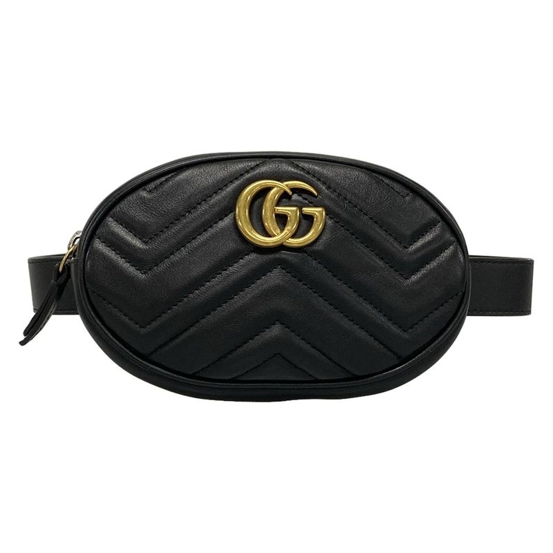 Gucci GG Marmont Waist Pouch Black Leather 476434
