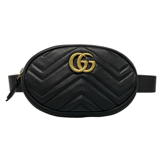 Gucci GG Marmont Waist Pouch Black Leather 476434