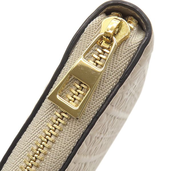 Loewe Long Wallet Repeat Zip Around Calfleather Light Oats Gold Hardware