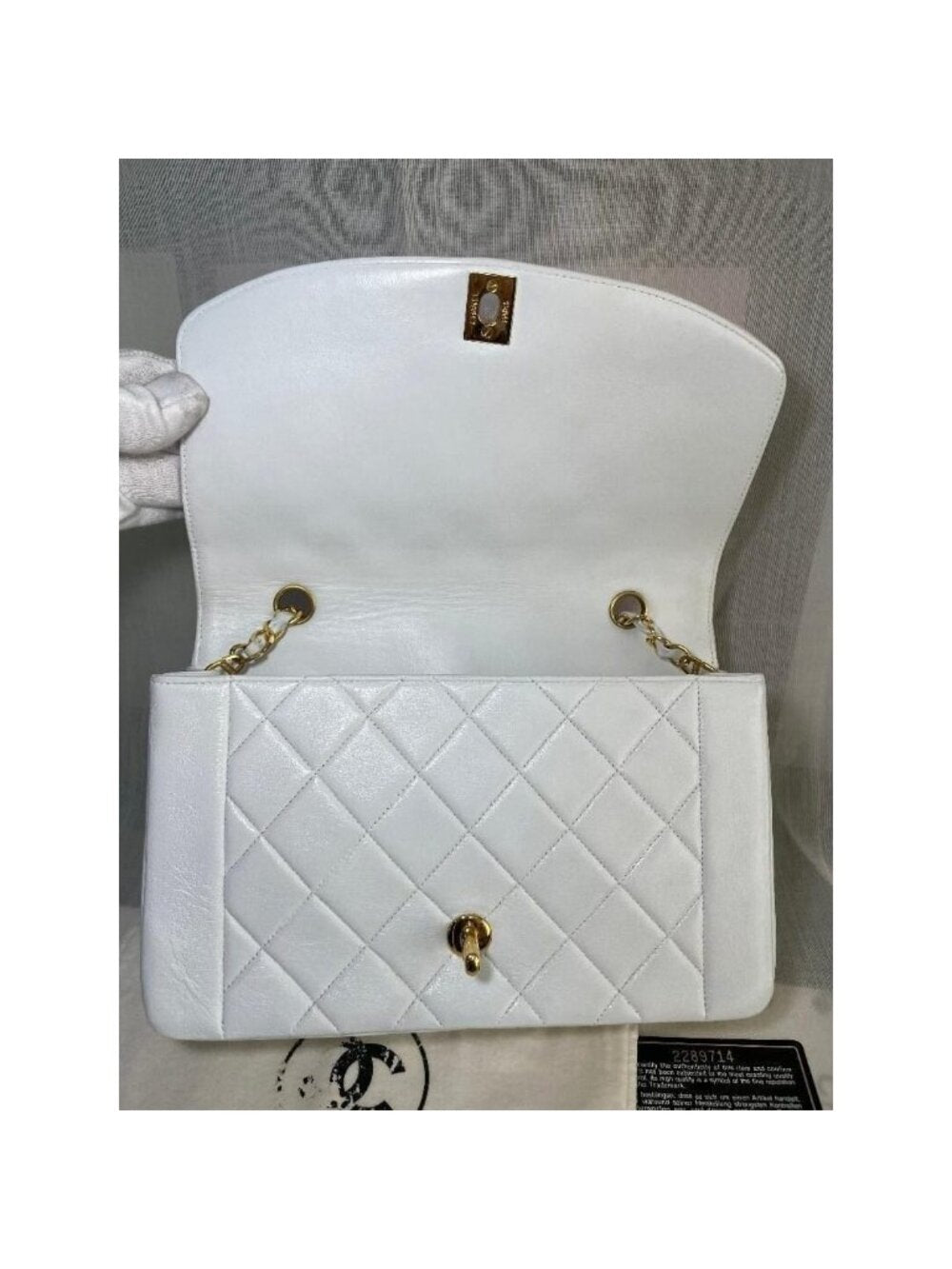 Chanel Diana Medium Single Flap Quilted Lambskin Bag White