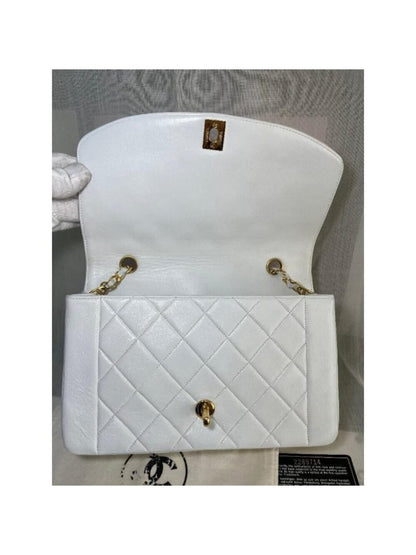 Chanel Diana Medium Single Flap Quilted Lambskin Bag White