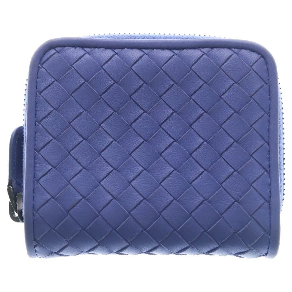 Bottega Veneta Intrecciato Bifold Wallet Mini Coin Case Purple Blue Leather