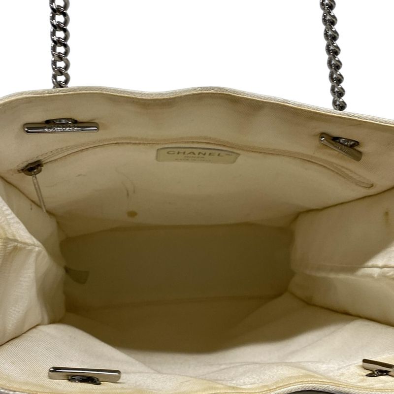 Chanel Tote Bag Ephemera Line White×silver Leather