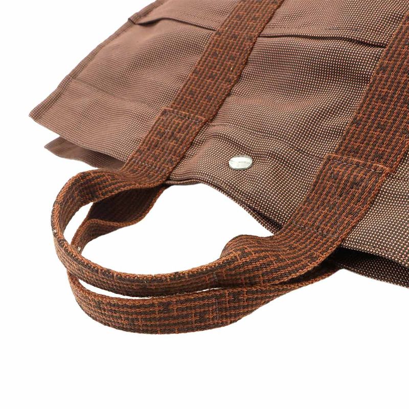 Hermes Herline MM Tote Bag Canvas Brown Silver Hardware Herline Tote MM 90297084