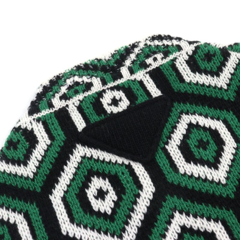 Prada 2022 Umb429 30% Cashmere Mockneck Jacquard Knit With Triangle Patch Green