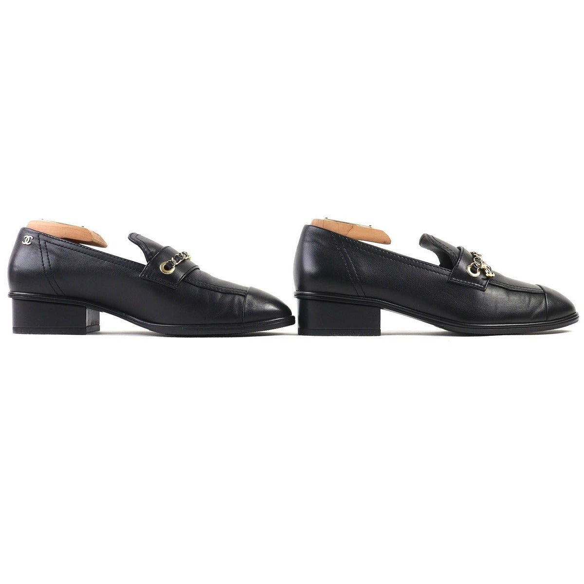 Chanel Leather Loafers with Coco Mark Charm — view 3