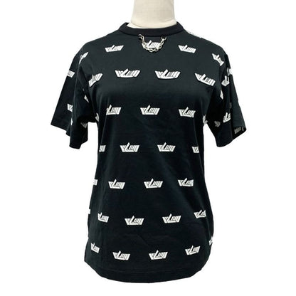 Louis Vuitton Vites Top Cotton Black White Patch T-Shirt Silver Chain