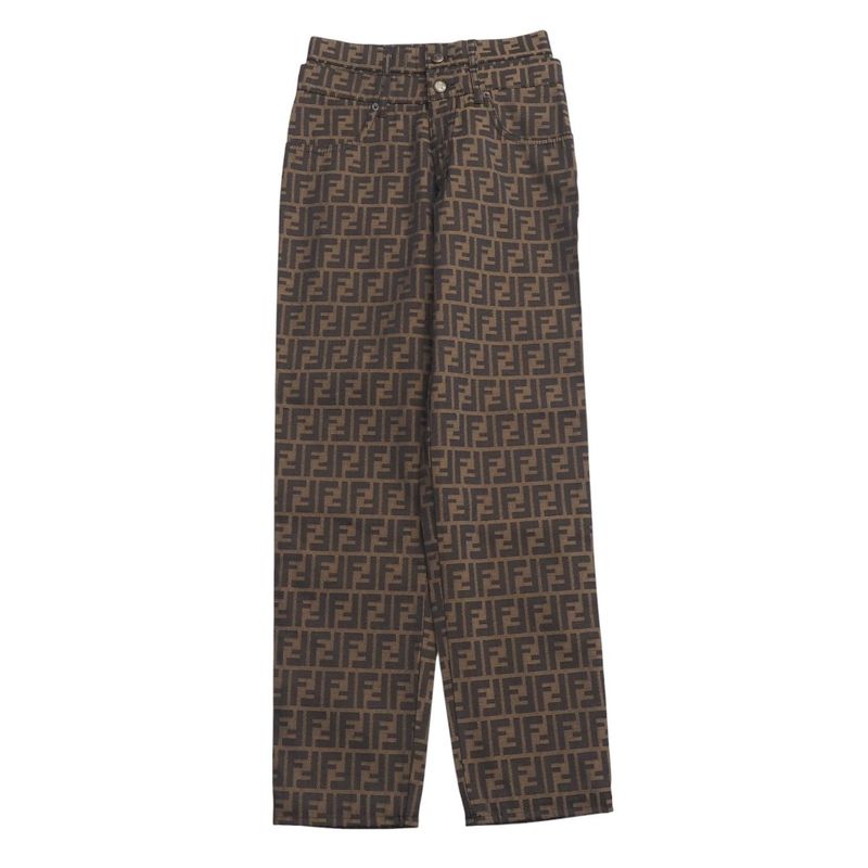 Fendi Vintage Pants Size 41(i) 27inch Double F Zucca Pattern Tapered Pants