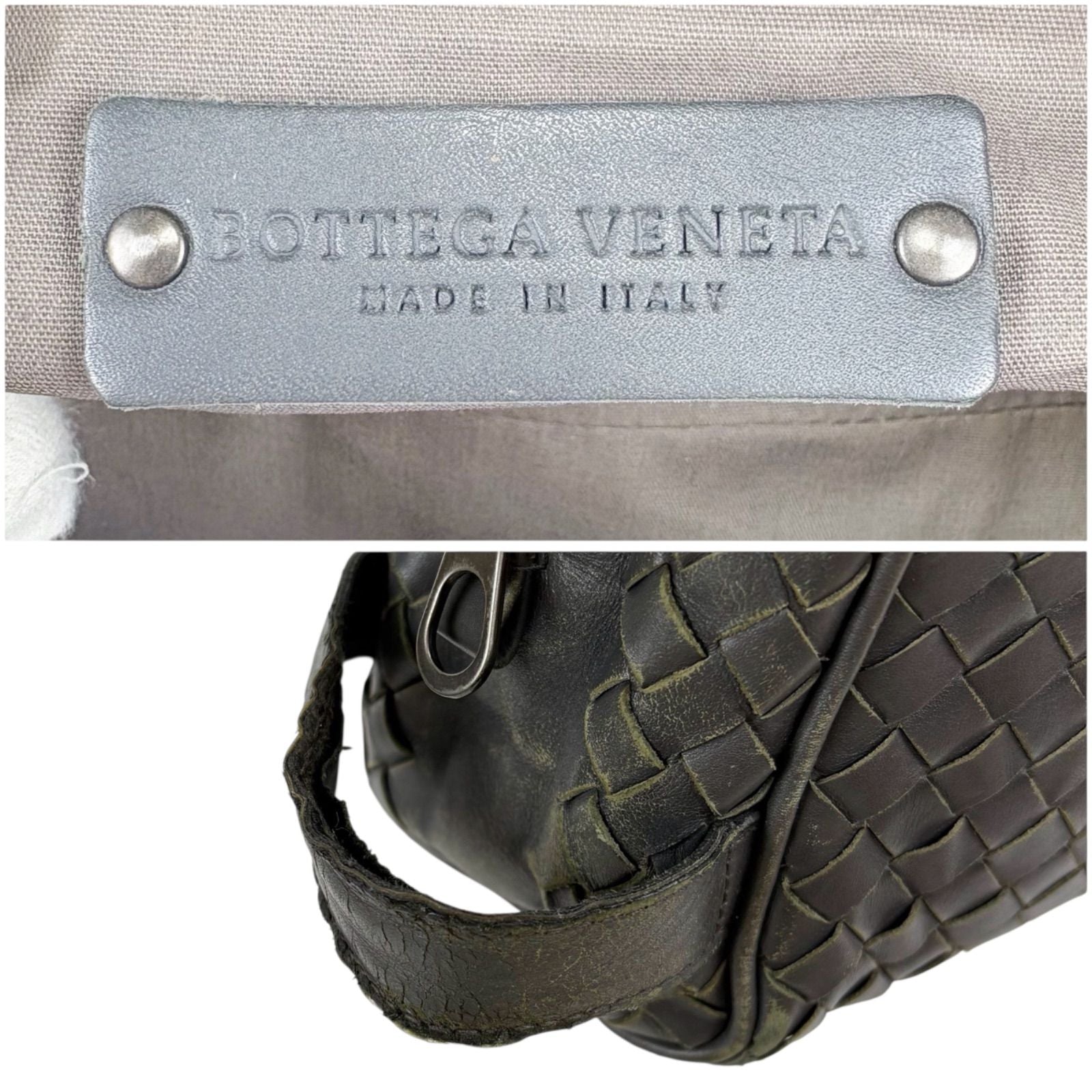 Bottega Veneta Clutch Bag Second Bag Intrecciato Leather Light Gray